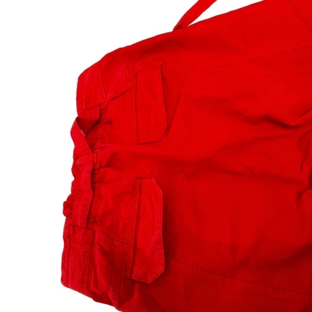 Free People High Rise Drawstring Straight Leg Red Pant - Picture 7 of 9